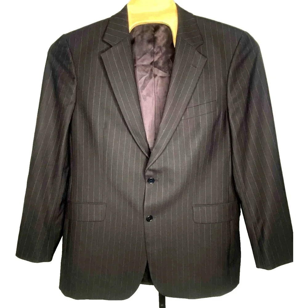 Brooks Brothers 346 Stretch Blazer Men's 44LG Wool blend‎ Navy Blue pinstripe